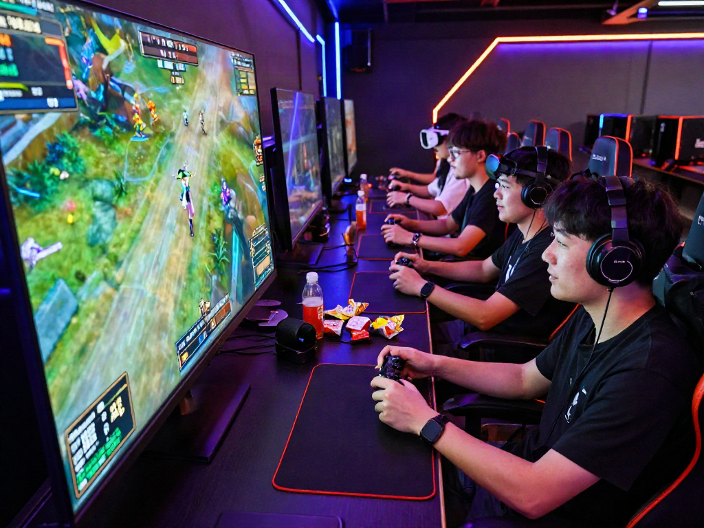 Gamers immersed in rokok88 rtp multiplayer action with vibrant setup.