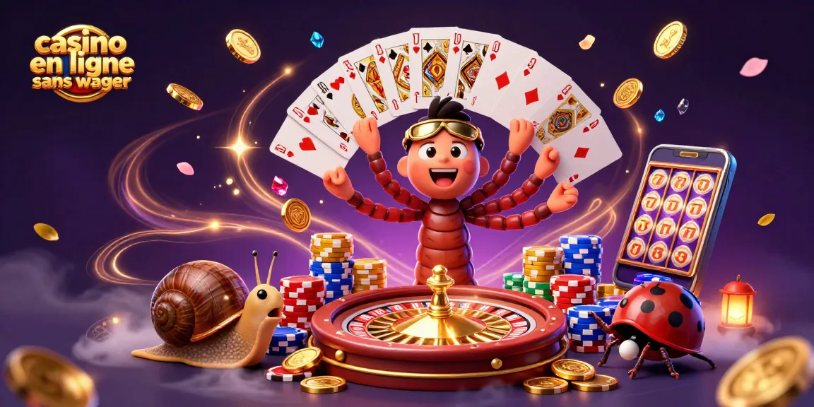 Profitez d'une expérience de jeu immersive avec un casino en ligne sans wager, mettant en avant un croupier millipède et des éléments dynamiques.