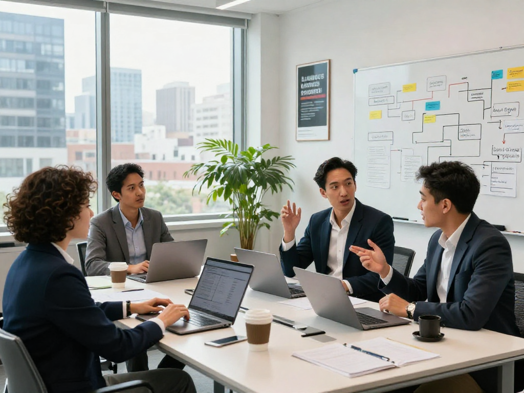 Dynamic collaboration in the office for https://koperasisantun.com/ showcasing business trends and teamwork