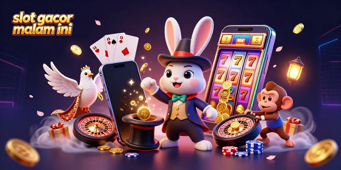 Experience the magic of "slot gacor malam ini" with a dazzling 3D illustration of gaming excitement.