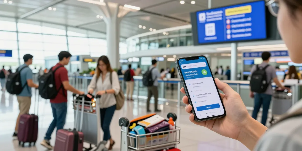 Thailand travel requirements 2026 at Suvarnabhumi Airport with a traveler navigating TDAC application.