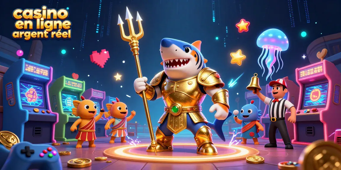 Jouer au casino en ligne argent réel avec un requin-tigre en gladiateur et un monde ludique sous-marin.