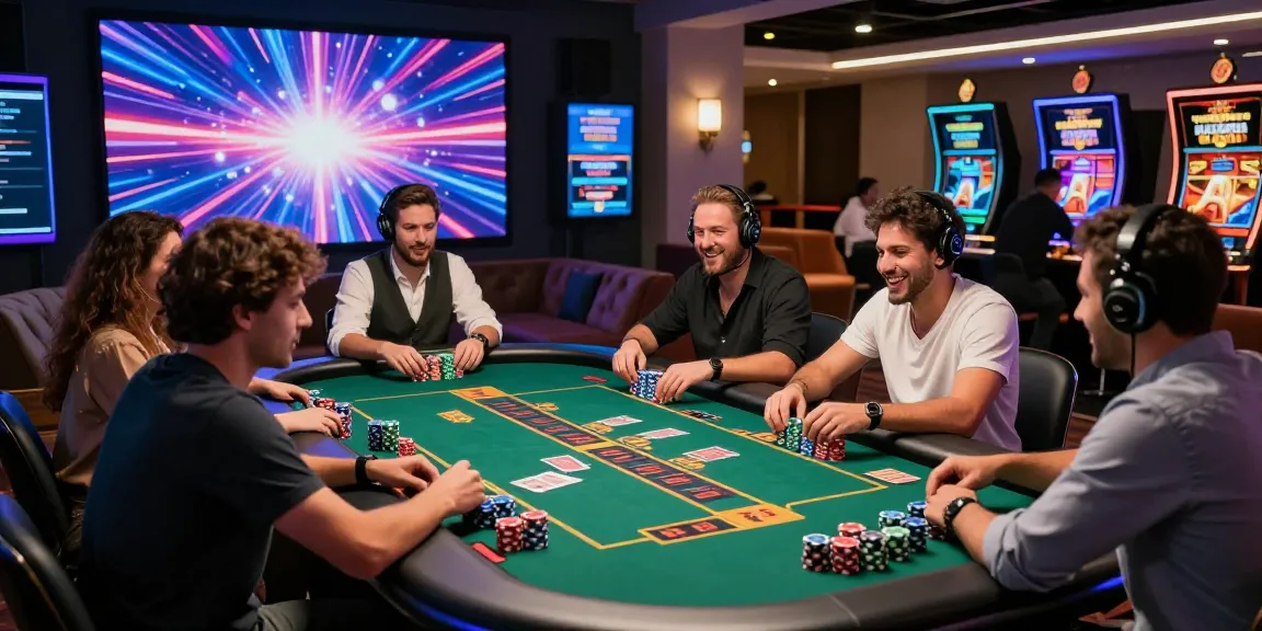 Exciting group playing casinò online non aams with vibrant gaming table and live dealer.