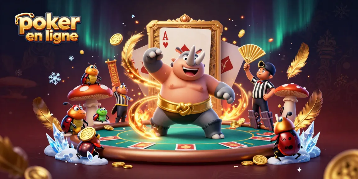 Jouer au poker en ligne avec des personnages animés et une ambiance dynamique pleine d'énergie.