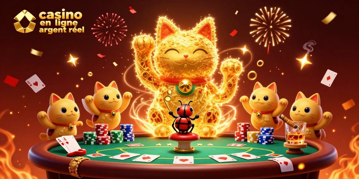 Découvrez des jeux de casino en ligne argent réel avec des lucioles dorées et une ambiance festive.