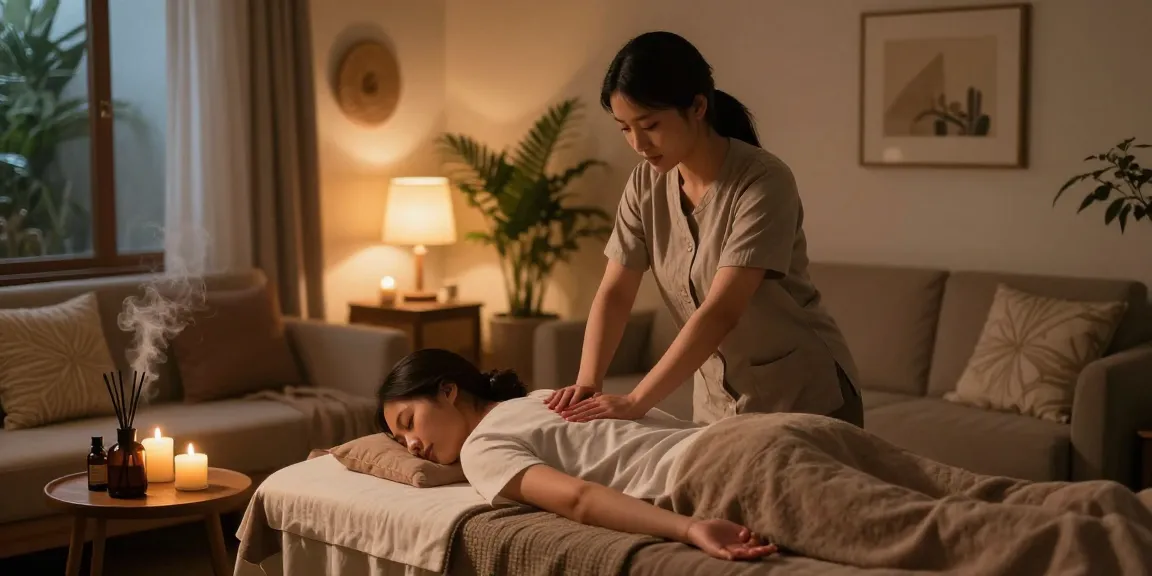 In-home 영등포출장 massage service with a professional therapist creating a calming atmosphere.