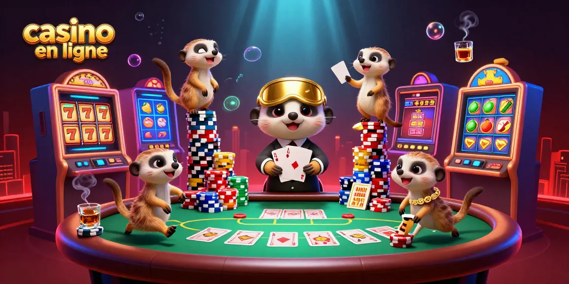 Jouez au casino en ligne avec cette scène pleine de meerkats animant une plateforme de jeu.
