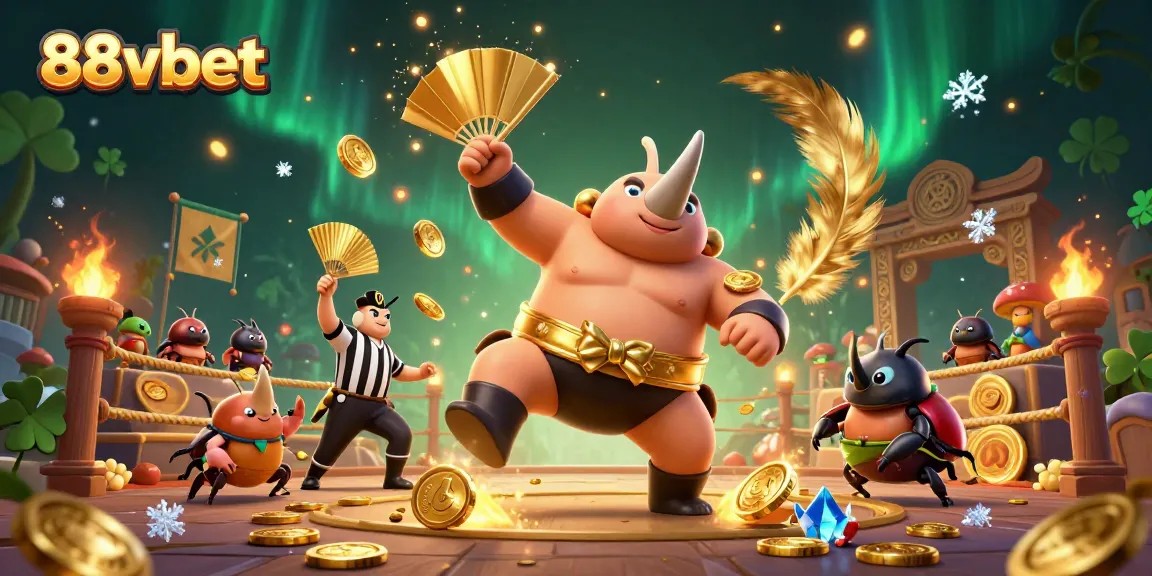 Experience thrilling moments with 88vbet as our rhinoceros beetle champion triumphs in a vibrant casino scene.