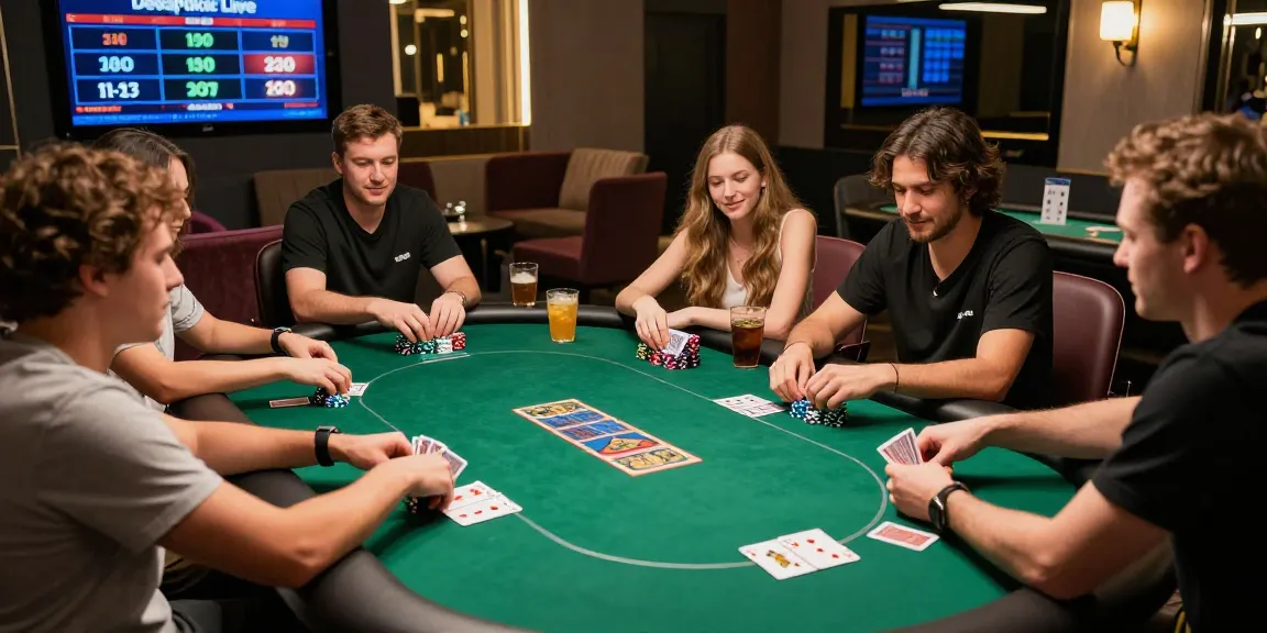 Dewapoker Live Jackpot tournament players enjoying an intense poker game in a stylish lounge.