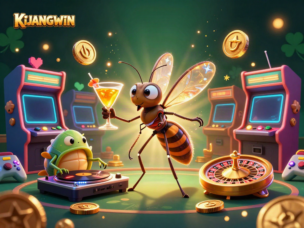 Kelilingi keseruan di KIJANGWIN dengan karakter unik yang sedang bersenang-senang di kasino digital.