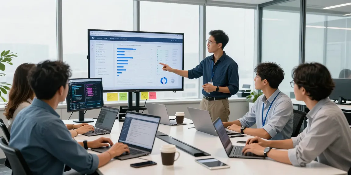 AI detector team analyzing content moderation strategies in a bright modern office.