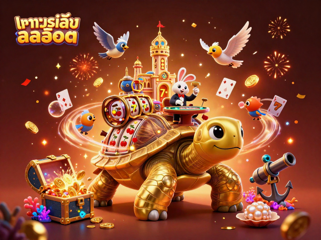 การทดลองเล่นสล็อตด้วยเต่าทองและดีลเลอร์กระต่ายในบรรยากาศคาสิโนความละเอียดสูง