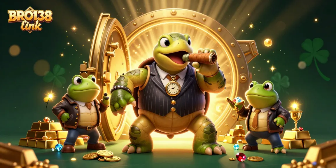 Engage with BRO138 link in a vibrant casino scene featuring characters surrounded by wealth and excitement.