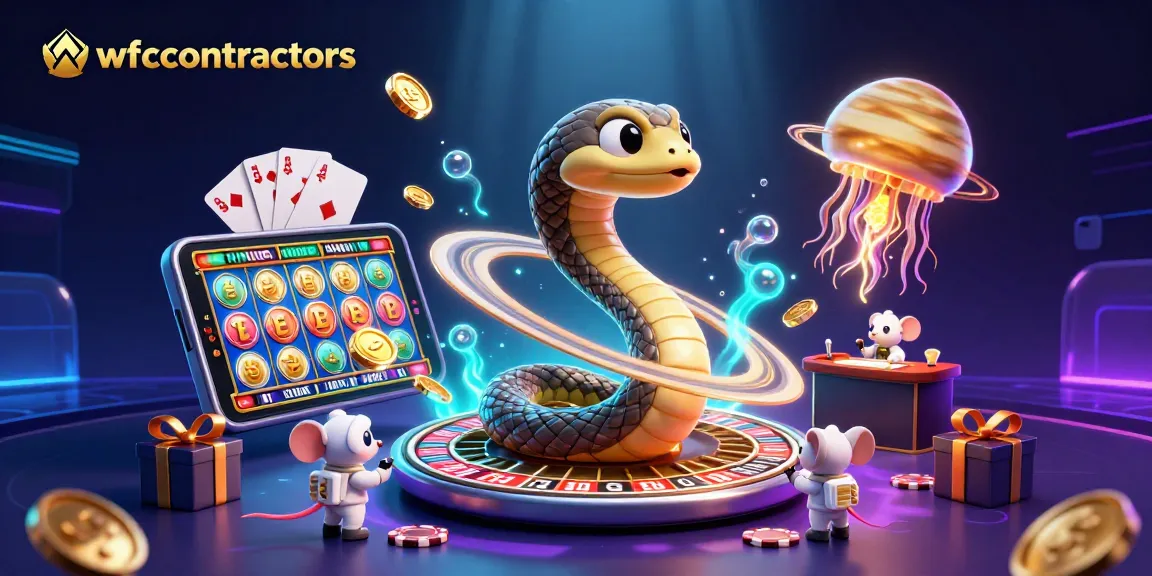 Spin to win with wfccontractors in a cosmic casino filled with vibrant gambling elements.