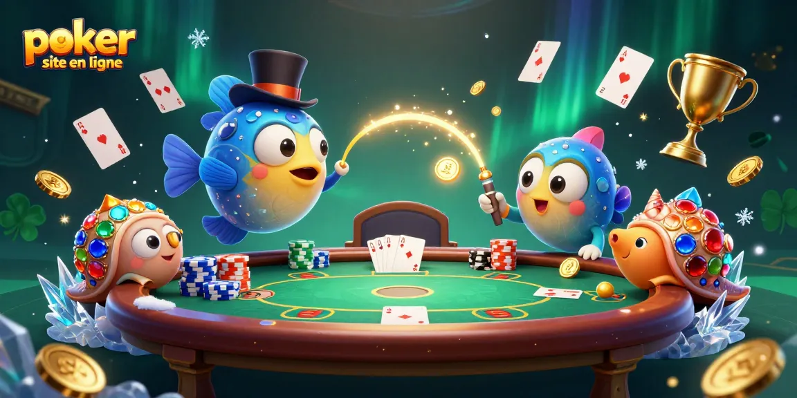 Jouez sur un site de poker en ligne avec des personnages captivants dans un décor dynamique.