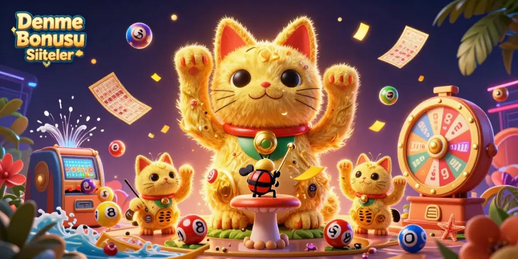 Experience the vibrant world of Deneme Bonusu Veren Siteler with golden fireflies and dynamic casino elements.