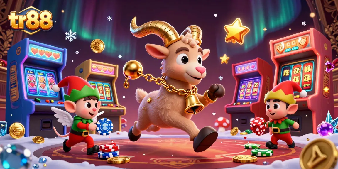 Win big at tr88 with a festive casino scene featuring playful characters and vibrant gaming elements!