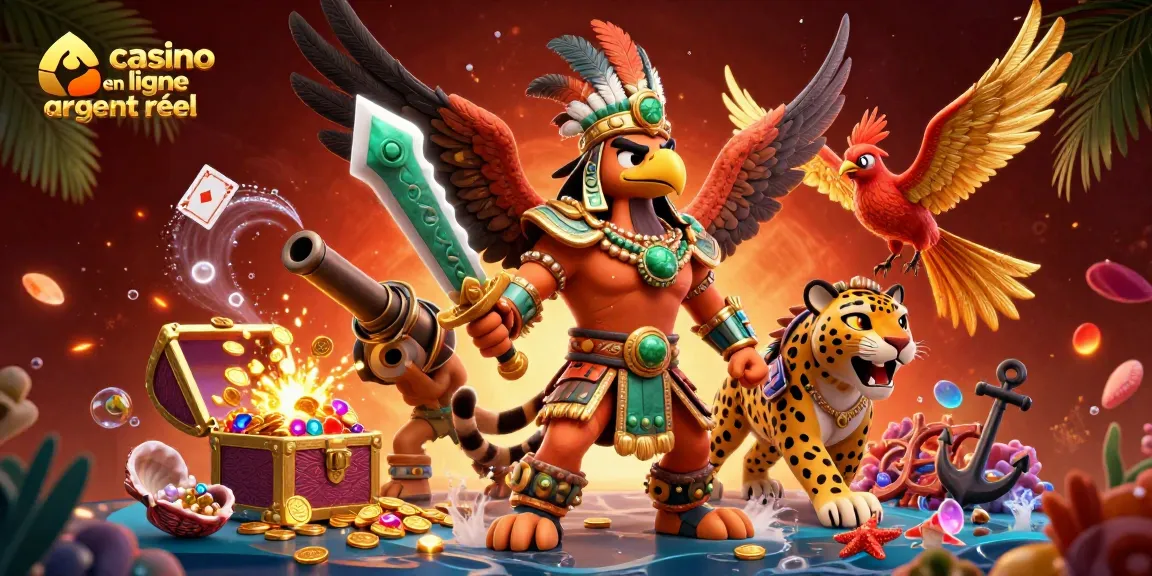 Gagnez aux jeux de casino en ligne argent réel avec des personnages Azteques en pleine action.