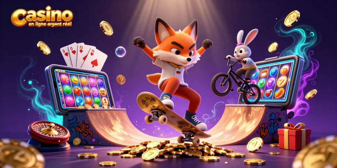 Plongez dans l'excitation du casino en ligne argent réel avec un renard et un lapin en action.