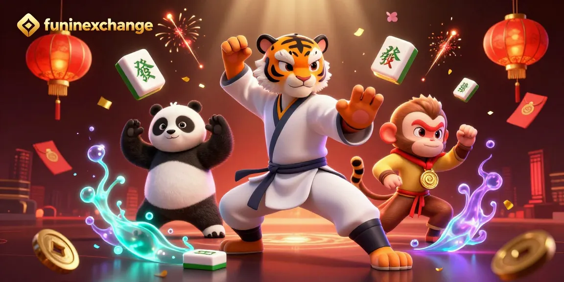 Experience the excitement of funinexchange with 3D characters amidst vibrant casino elements.