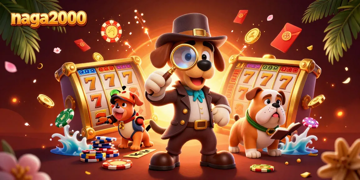 Naga2000 menunjukkan pencarian petunjuk kasino dengan karakter lucu dalam permainan slot yang dinamis.