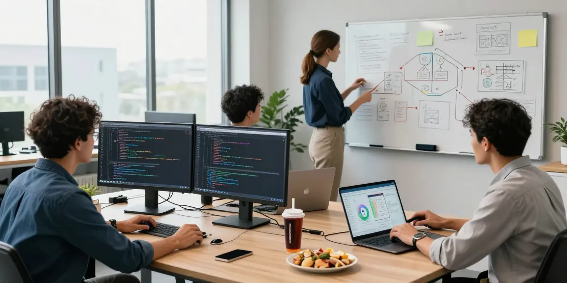 快连 professionals collaborate in a high-tech office to optimize network performance and enhance user experience.