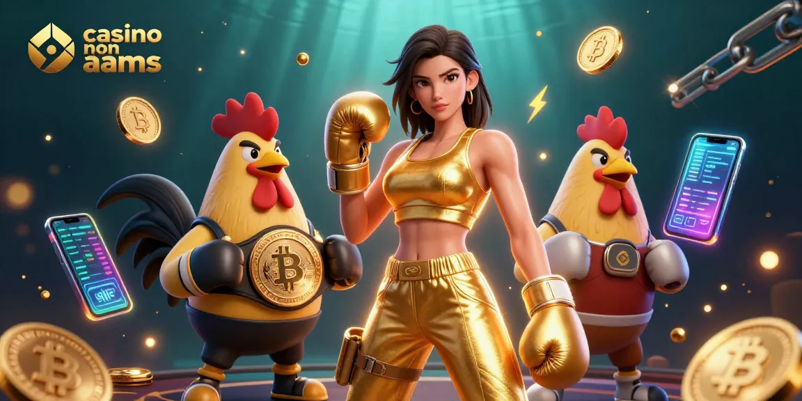 Interagisci con i casino non AAMS in questa vivace scena 3D che presenta un potente atleta e un gallo da campionato.