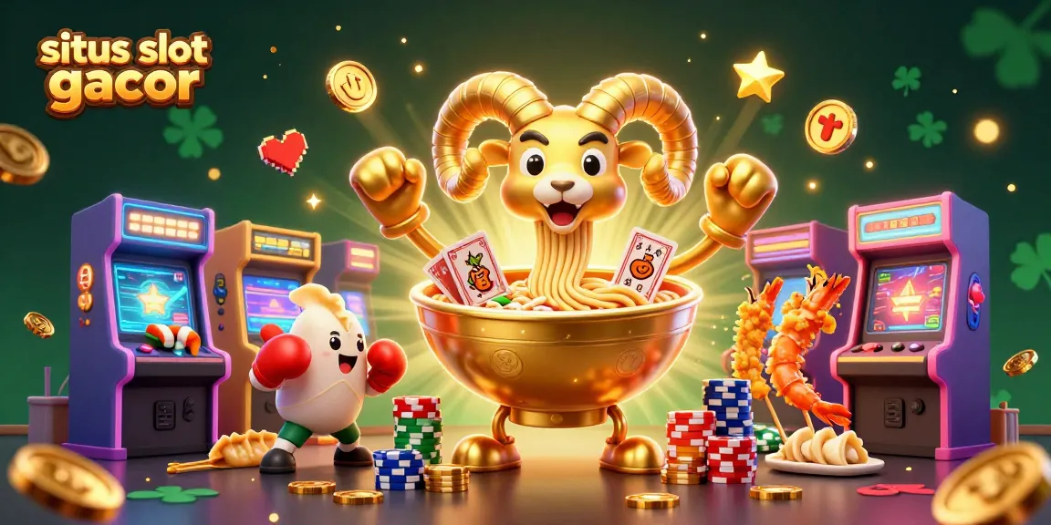 Experience thrilling gameplay action at situs slot gacor with a vibrant 3D casino illustration featuring iconic game elements.