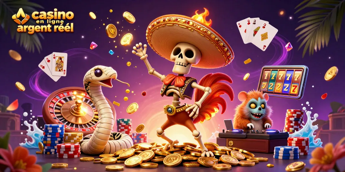 Révélez le potentiel du casino en ligne argent réel avec des personnages dynamiques dans une illustration 3D captivante.