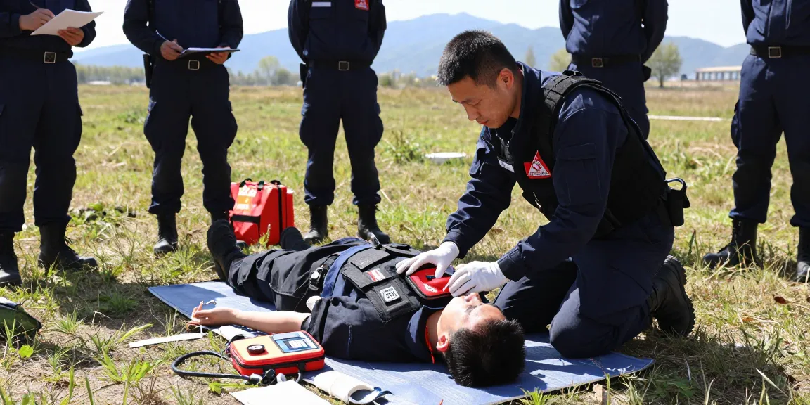 First responder using a Micro Trauma Kit during emergency training in a natural setting, demonstrating life-saving techniques.