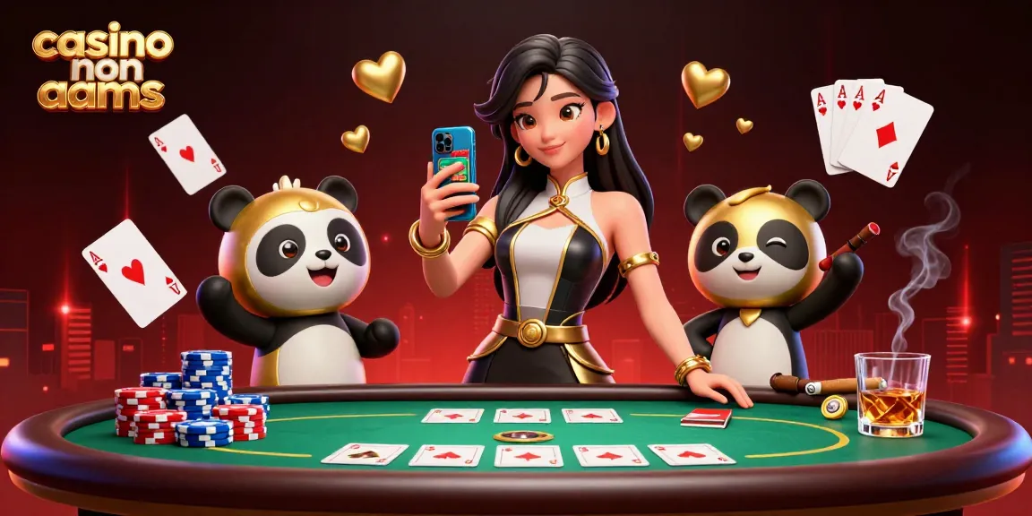 Vivi un emozionante gameplay nei casino non AAMS con una elegante donna asiatica e una mascotte panda dorata in una scena ricca e dinamica.