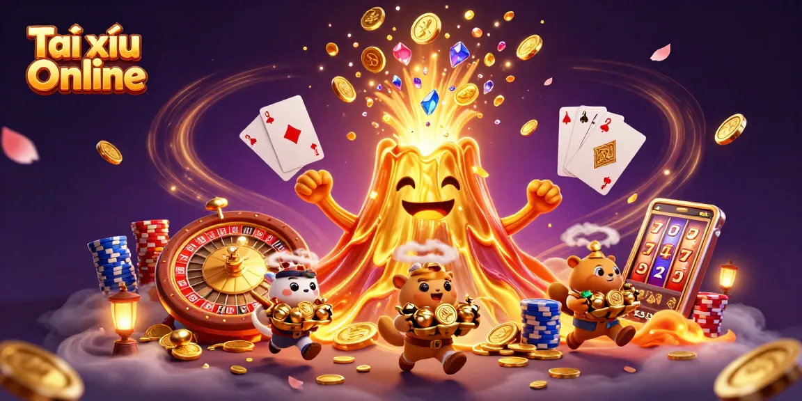 Tài xỉu Online: Enjoy thrilling gaming action with a cascade of coins and explosive wins in this vibrant casino scene.