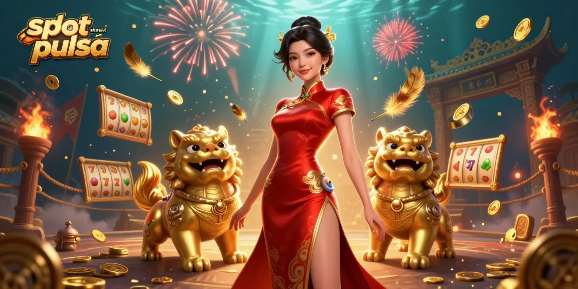 Engage with thrilling excitement at slot deposit pulsa, featuring a glamorous 3D Asian woman in a vibrant casino scene.