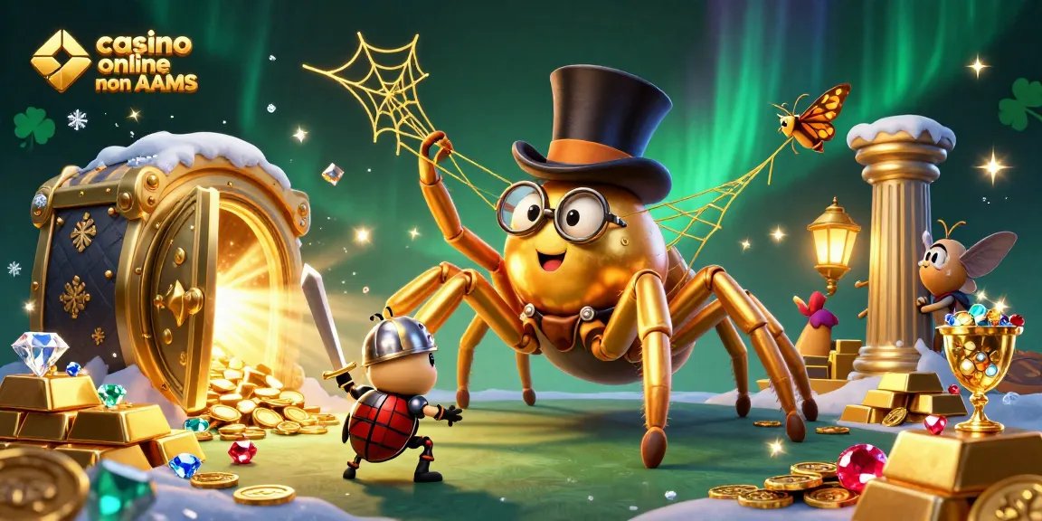 Scopri i migliori bonus nei casino online non AAMS con un'illustrazione dinamica di avventure ludiche.