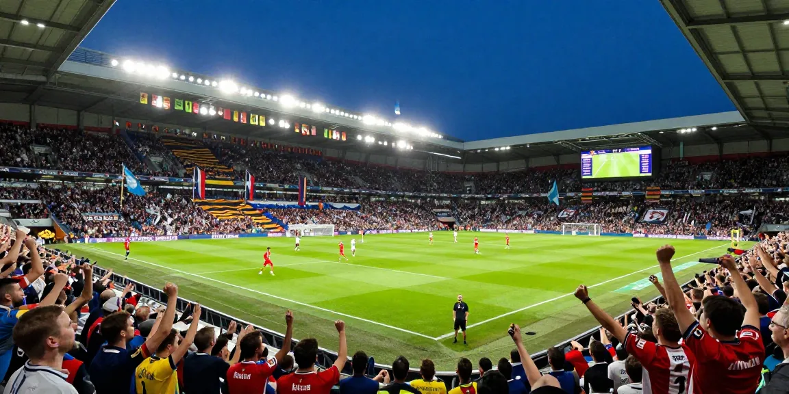 A thrilling Premier League match scene capturing fans cheering and players in action, highlighting the excitement of bk8 sports.