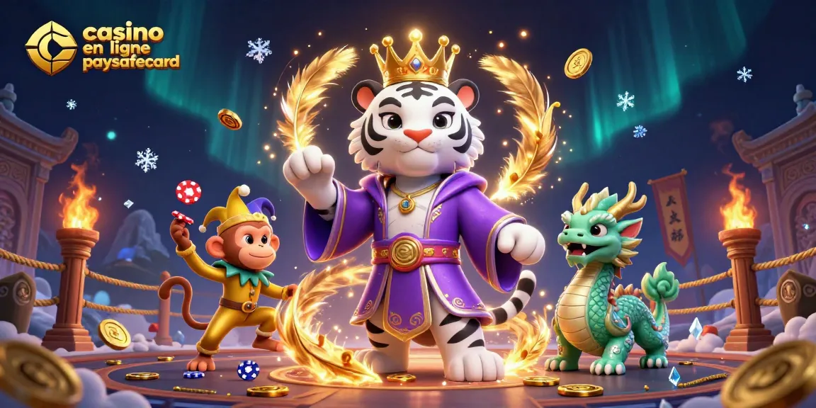 Jouez sur un casino en ligne paysafecard avec cette illustration captivante montrant un tigre et un dragon.