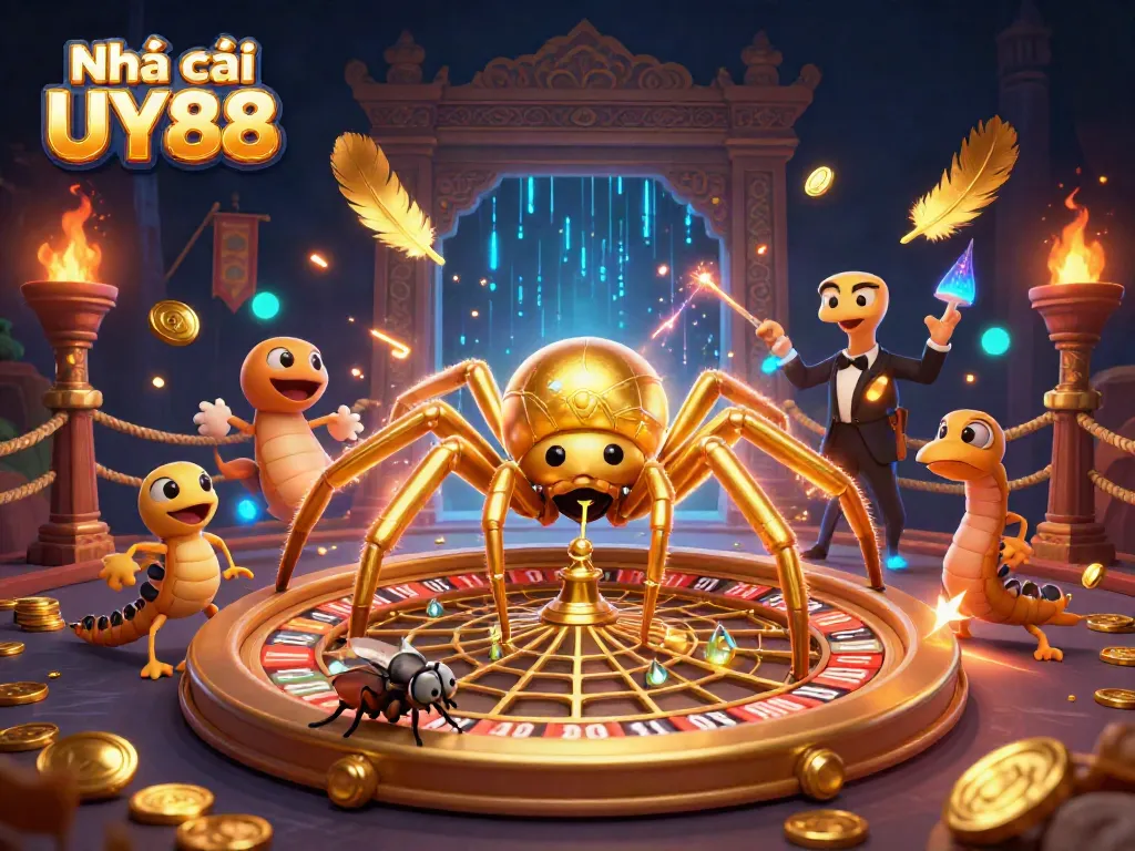 Engage with Nhà cái UY88 by exploring the thrilling 3D fantasy casino scene featuring interactive gambling elements and dynamic characters.