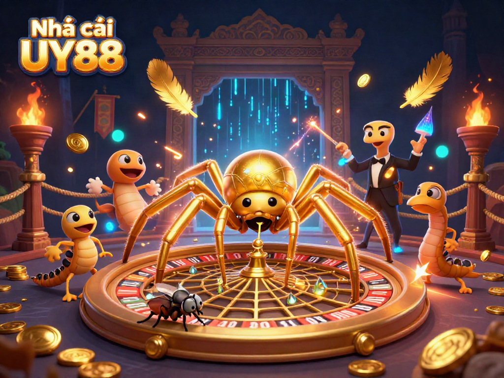 Engage with Nhà cái UY88 by exploring the thrilling 3D fantasy casino scene featuring interactive gambling elements and dynamic characters.
