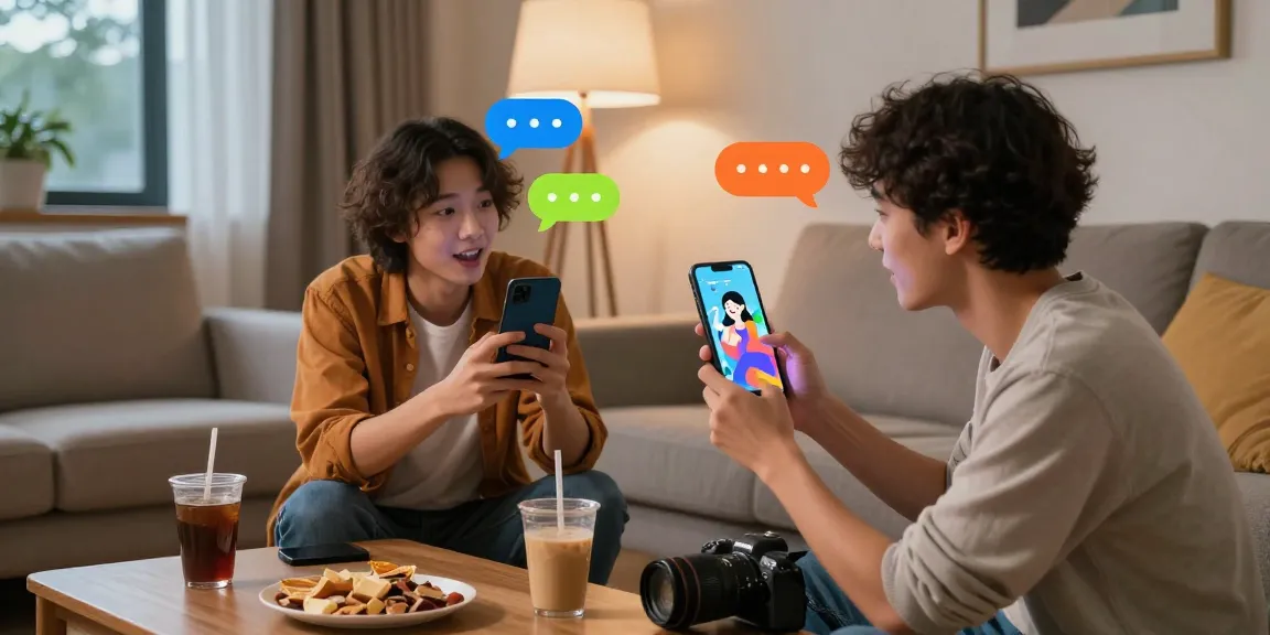 Interactive Crushon AI conversation scene with virtual characters in a cozy living room setting.