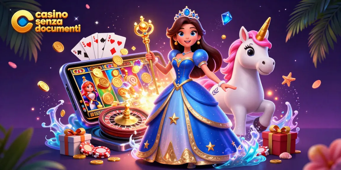 Vivi la magia del casino senza documenti con giochi emozionanti e personaggi affascinanti in questa scena vibrante.