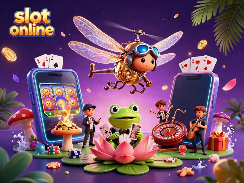 Permainan slot online berwarna-warni dengan karakter unik di sebuah kasino teratai yang menakjubkan.
