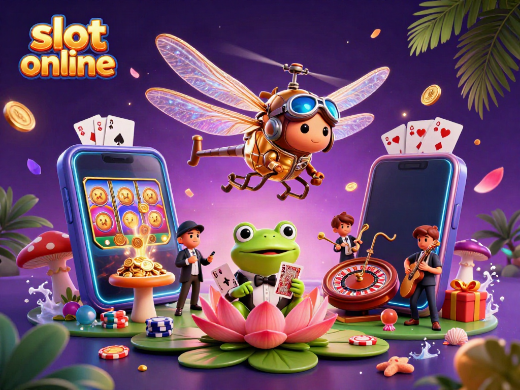 Permainan slot online berwarna-warni dengan karakter unik di sebuah kasino teratai yang menakjubkan.