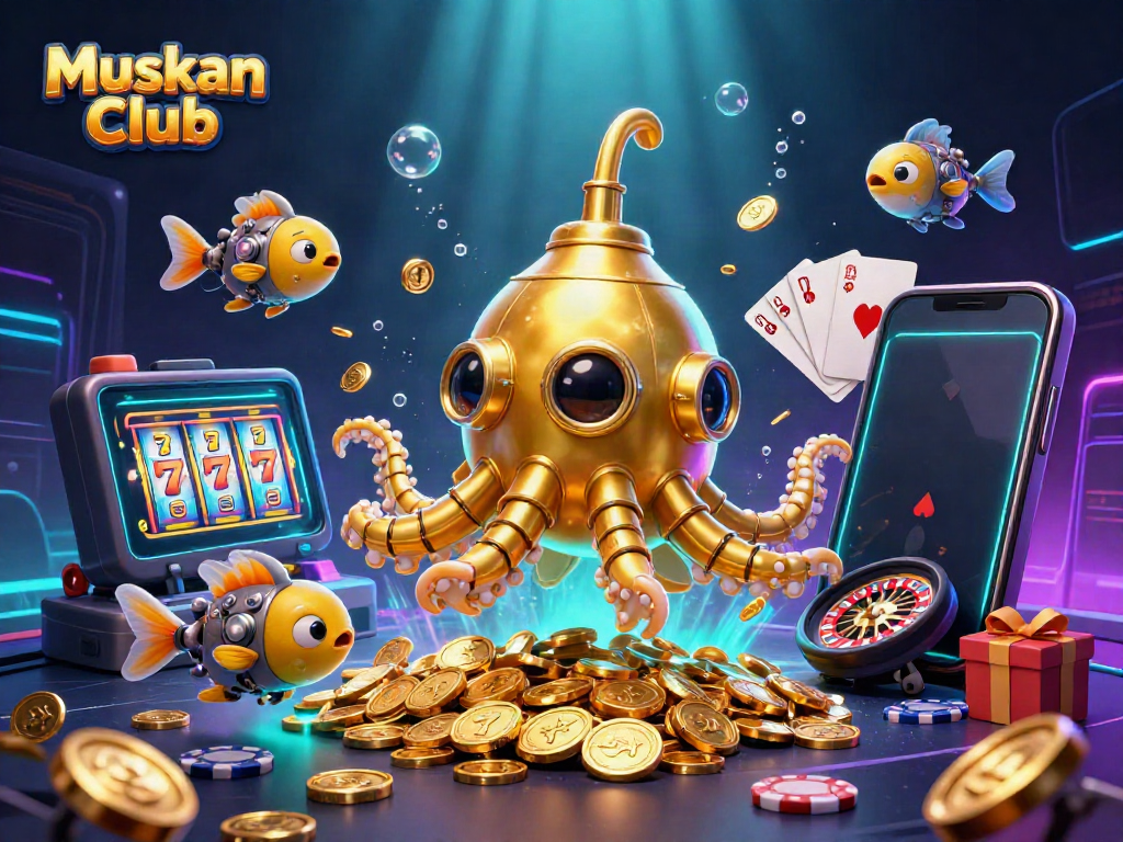 Experience thrilling gameplay with Muskan Club's vibrant underwater casino illustration