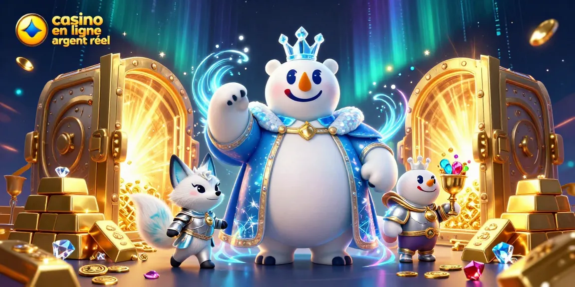 Plongez dans le casino en ligne argent réel avec notre illustration captivante d'un ours polaire royal et un renard armé.