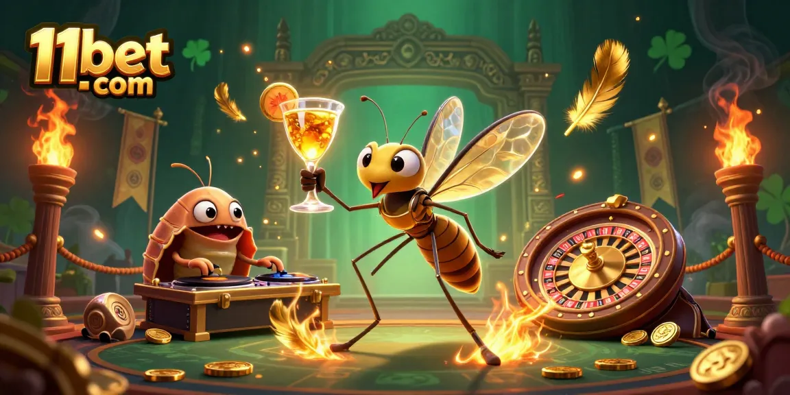 Spin winning chances at 11bet com with a vibrant 3D casino scene featuring unique characters, cocktails, and excitement.