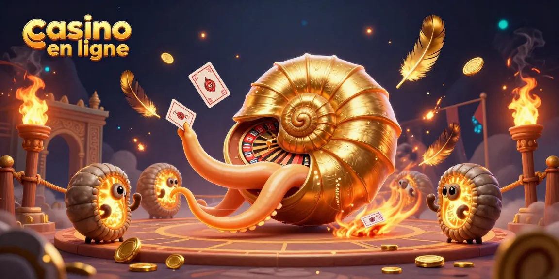 Faites vos jeux dans un casino en ligne avec un nautilus géant et des pièces d'or scintillantes.