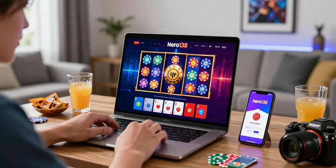 Engaging scene of a user exploring the link hero138 online casino, showcasing vibrant games and relaxed gaming atmosphere.