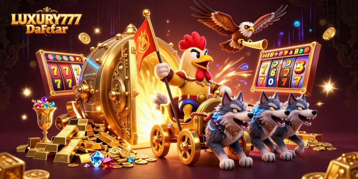 Ilustrasi LUXURY777 Daftar menampilkan petualangan slot online yang mendebarkan dengan elemen kasino.