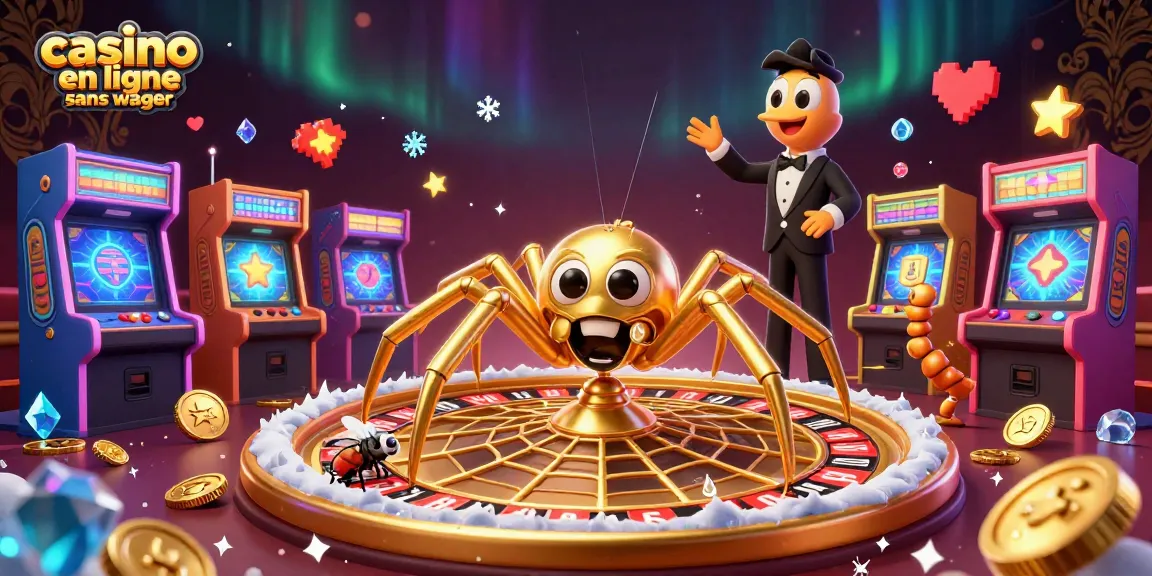 Immergez-vous dans l’univers des jeux avec le casino en ligne sans wager en admirant cette scène captivante d’un araignée en or et un croupier centipède.