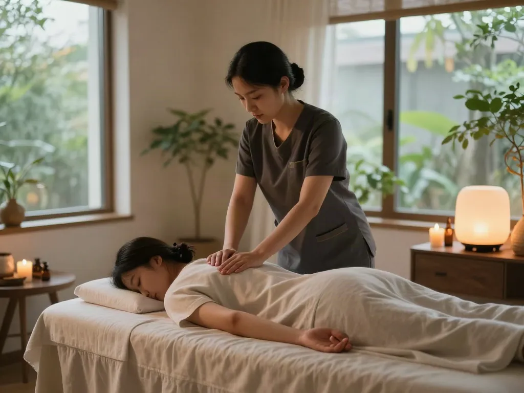 Expert 영등포출장안마 service in a calming massage room with aromatherapy and natural light.